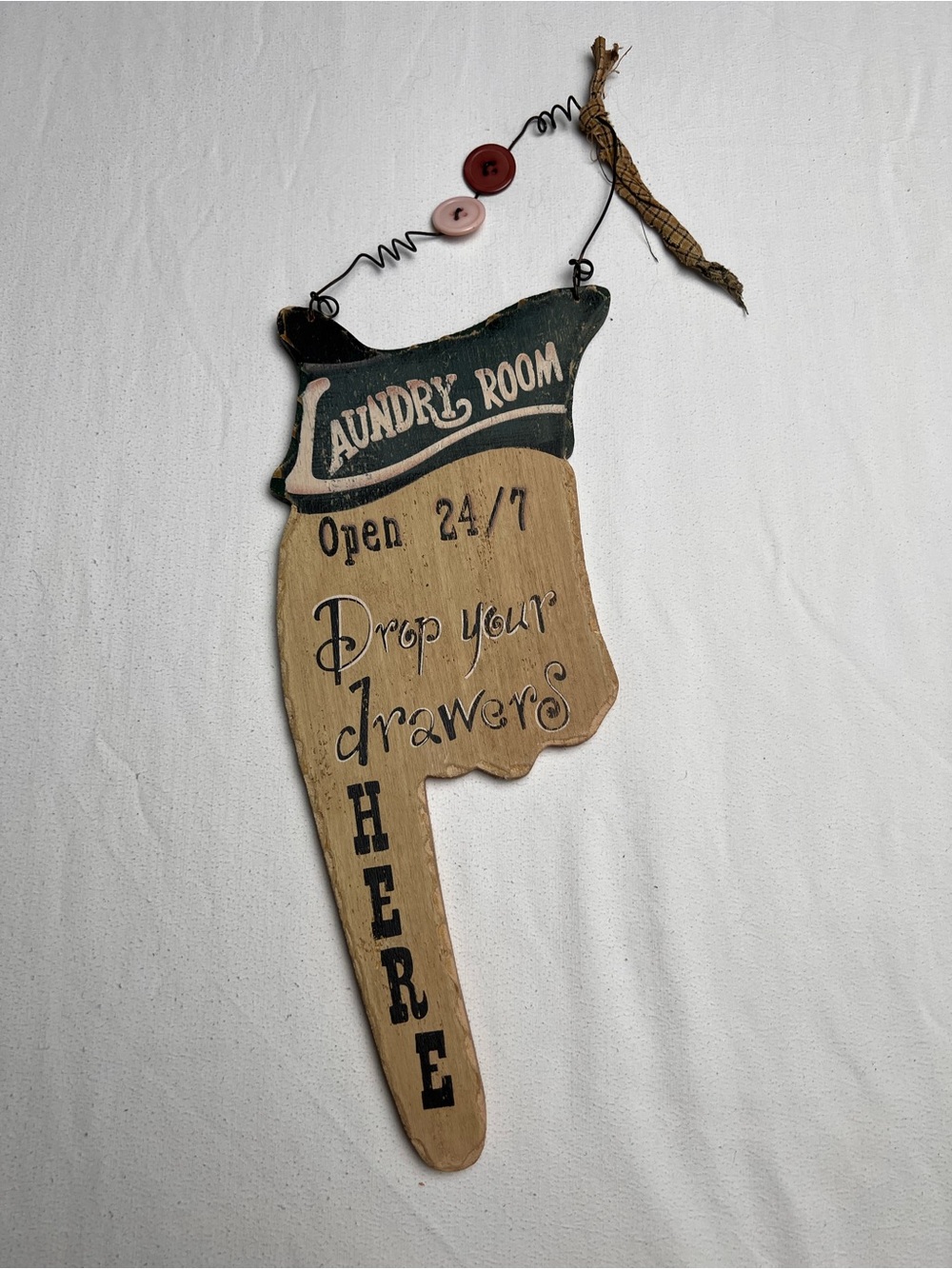 Primitive Laundry Room Clothespin Sign Drop Your Drawers Here Rustic Decor